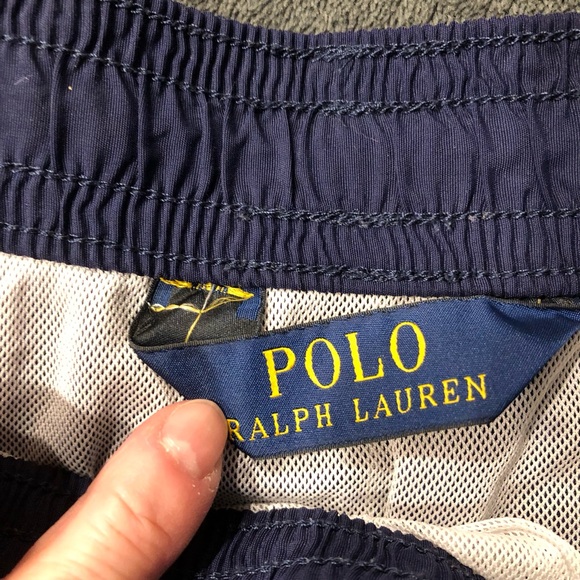 Ralph Lauren Blue and Green Striped Swim Trunks - Picture 3 of 11